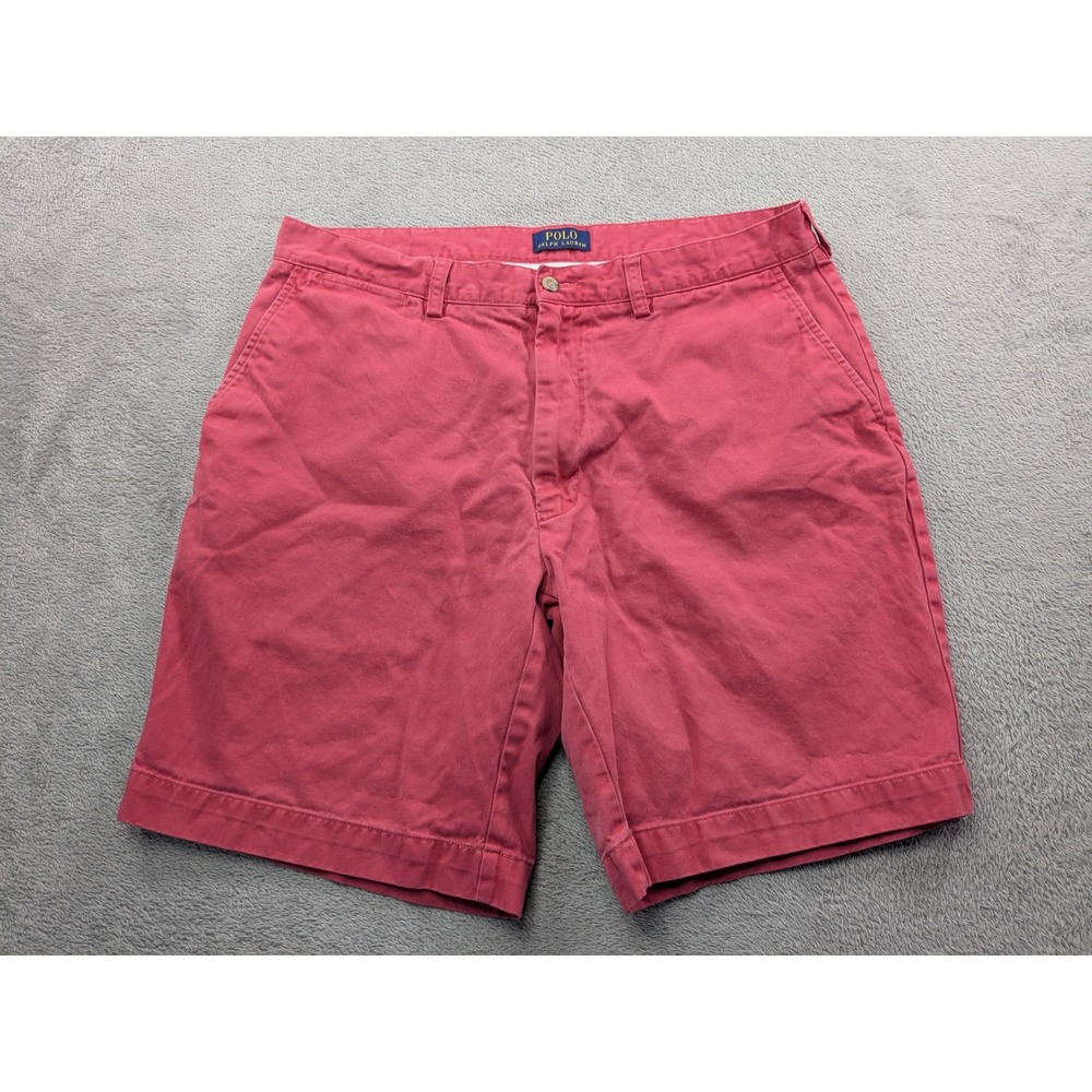 Polo Ralph Lauren Mens Red Chino Shorts Size 36 Cotton Flat Front Classic Fit